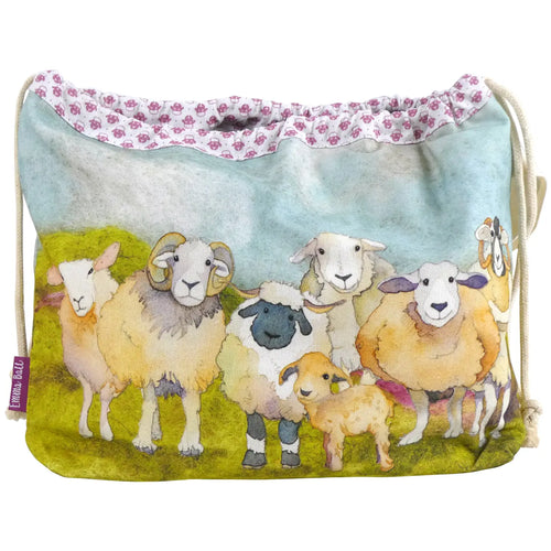 Felted Sheep Drawstring Project Bag