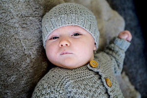 Austin Baby Cardigan and Hat knitting pattern at Eskdale Yarns