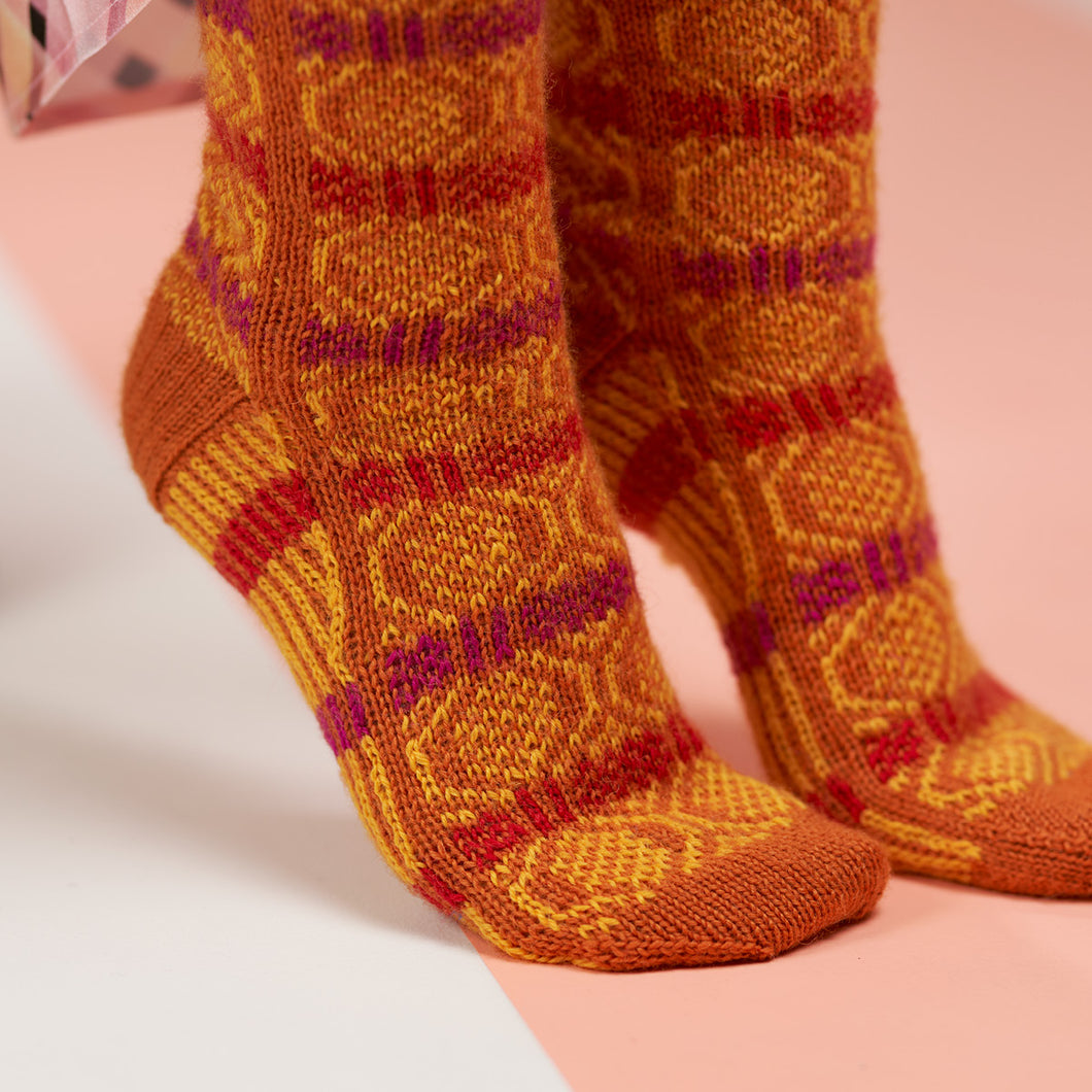 Happy Feet Hive socks PDF pattern