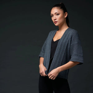 WYS PDF cardigan pattern using Exquisite yarm