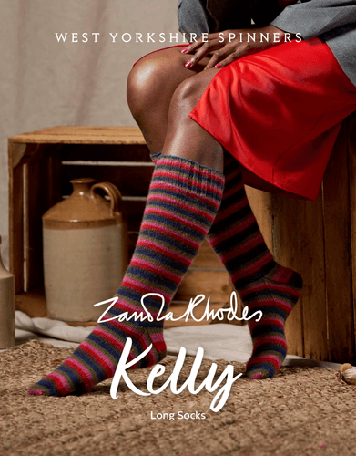 WYS Zandra Rhodes Kelly Long Socks PDF pattern