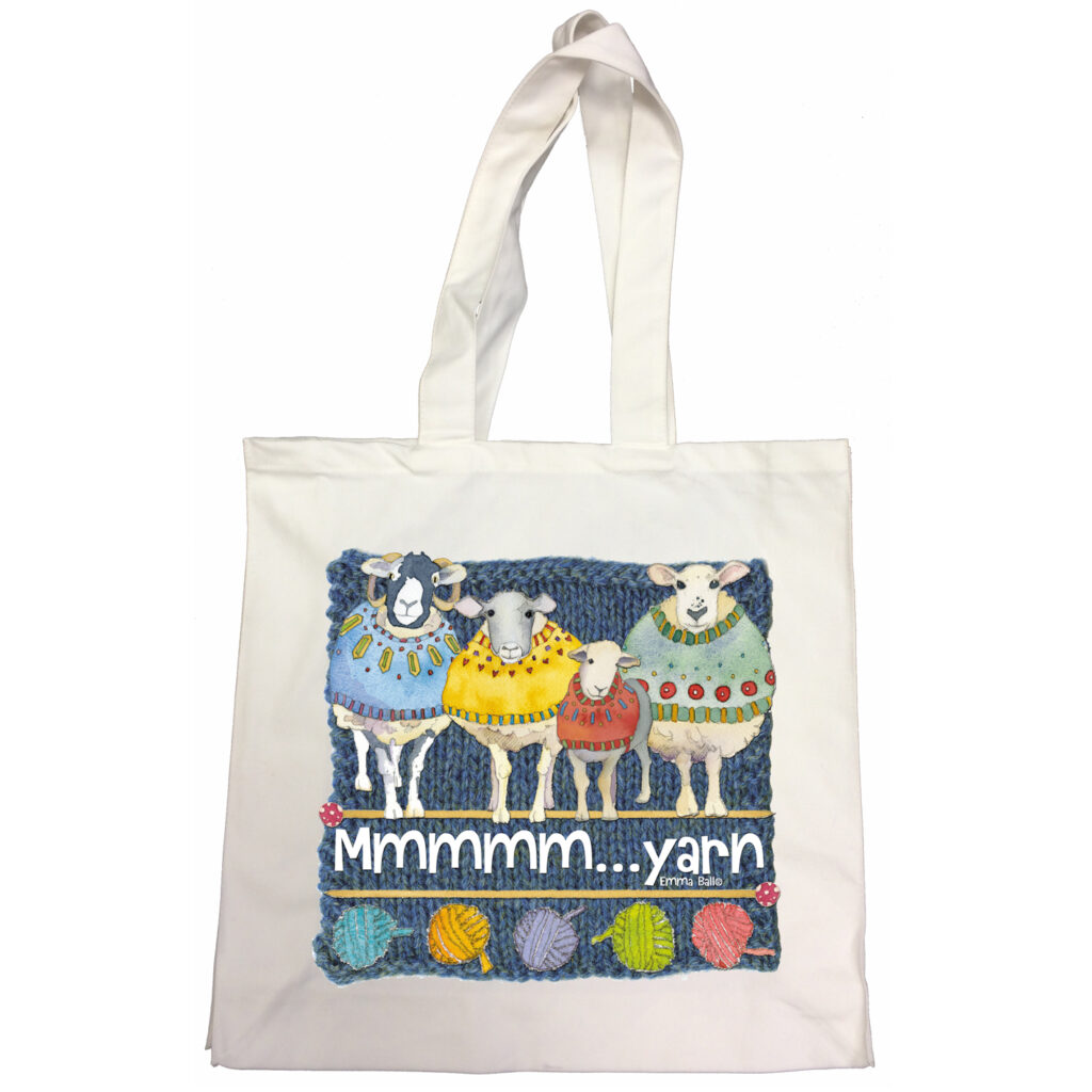 MMMM yarn project bag featuring sheep
