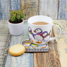 Load image into Gallery viewer, Bone china mug with puffins in Woolly scarves