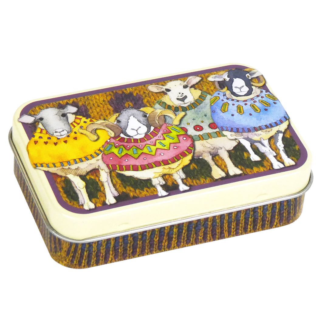 Sheep in sweaters tin