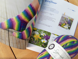 Wildflower PDF sock knitting pattern by Winwick Mum at Eskdale Yarns