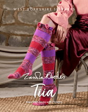 Load image into Gallery viewer, WYS Zandra Rhodes Tiia Knee High Socks PDF pattern